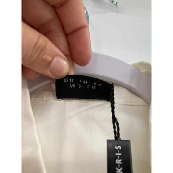 Akris Ecru White Belted Sleeveless Poplin Cape Back Tunic Blouse Size 12 NWT - Picture 6 of 7